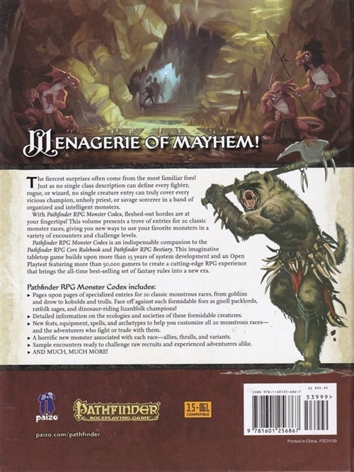 Pathfinder - Monster Codex  (B Grade) (Genbrug)